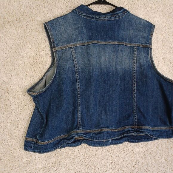 Lane Bryant Cropped Button-Down Denim Vest Women's Plus Size 26 Stretch Pockets - Picture 12 of 13